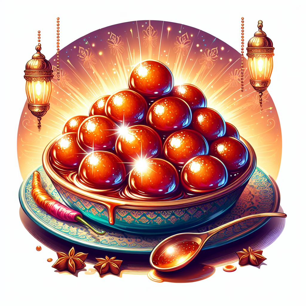 Gulab Jamun – a sweet dessert made of deep-fried milk dumplings soaked in sugar syrup.
